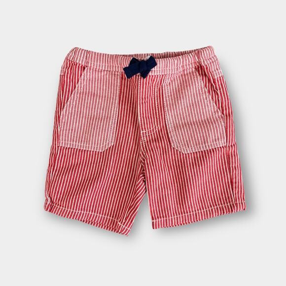 Mini Boden Marine Ticking Stripe Red Shorts 6-12 Months NWT - Picture 1 of 6
